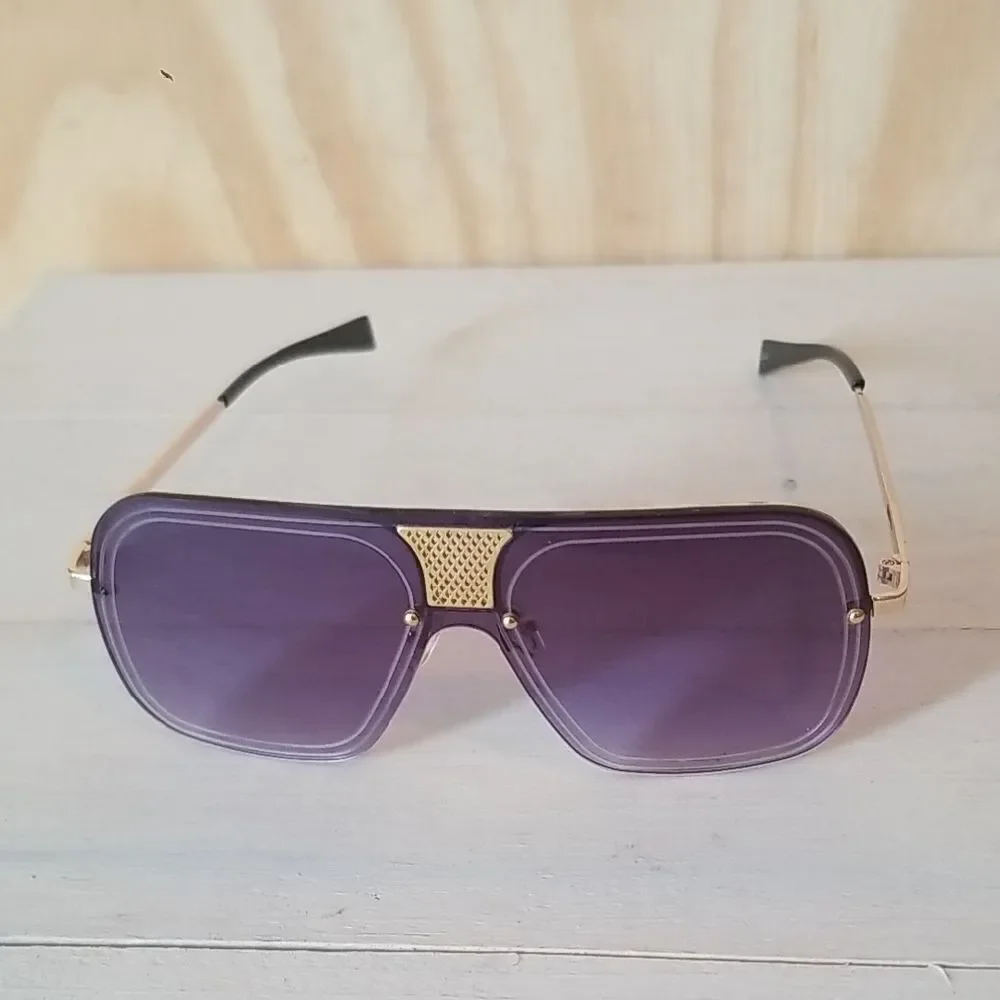 Hi Fashion Purple Sunglasses with Gold Accents Unisex